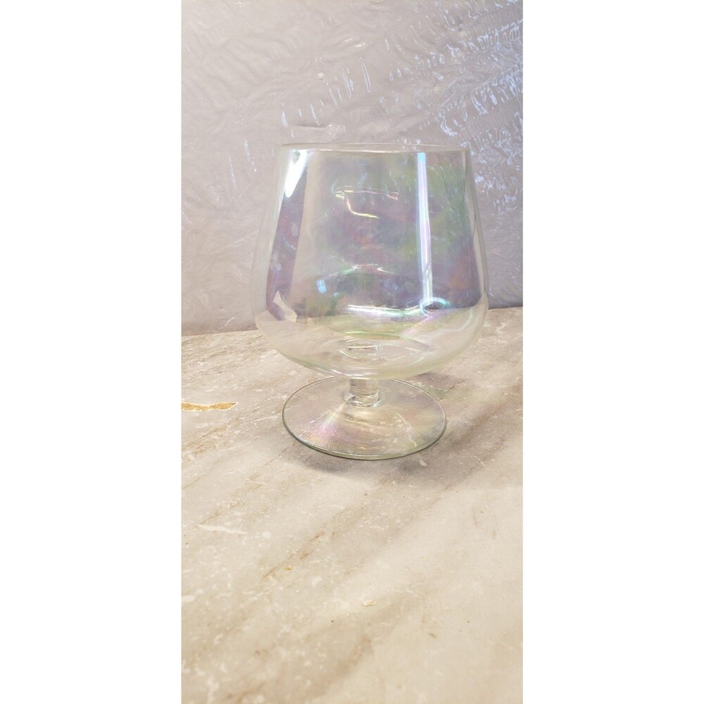 VTG Iridescent Rainbow Luster Cognac Snifter Glass Mother of Pearl MCM Brandy